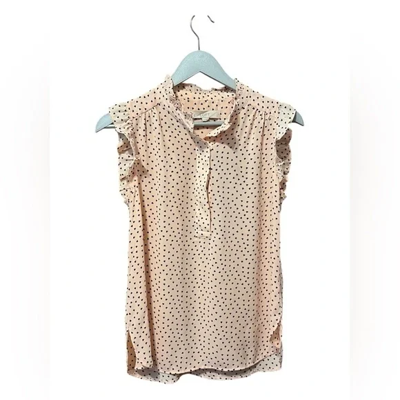 LOFT Pink Heart Print Ruffle Sleeve Top – XS - Picture 2 of 6